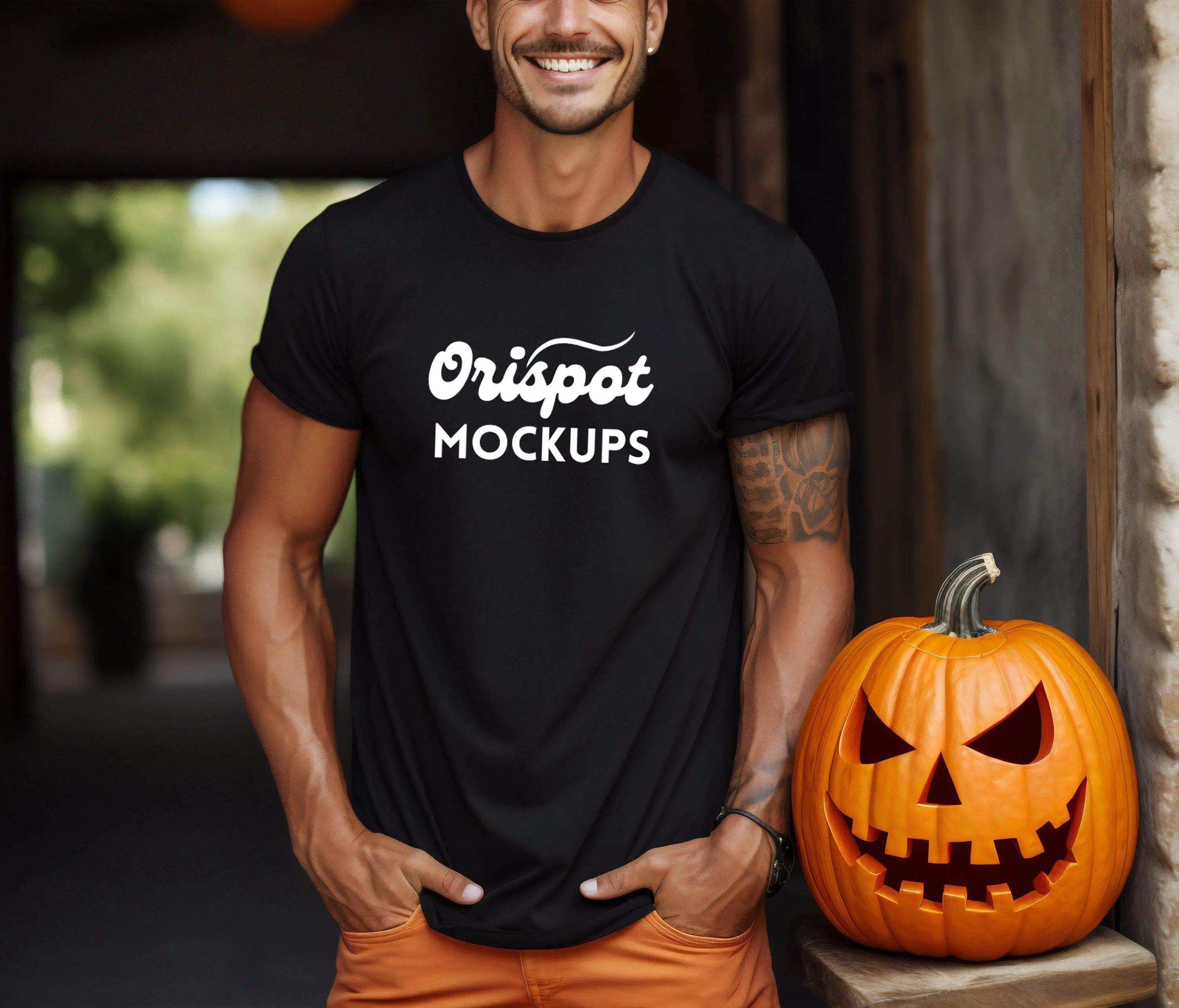 هالوين الخفافيش وجاك أو 'فانوس تي شيرت الشارع تي شيرت تقليدي المتضخم لينة وخفيفة الوزن Harajuku للرجال والنساء #4