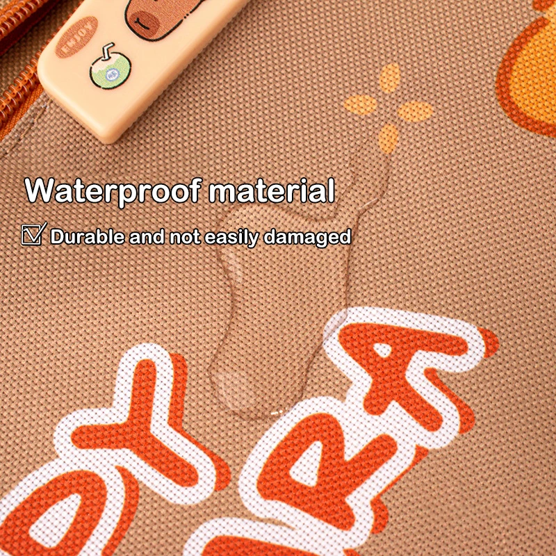 Student Handbag Cute Storage Bag Large Capacity Children Handbag Waterproof Cartoon Capybara Zipper Handbag Durable DocumentsBag