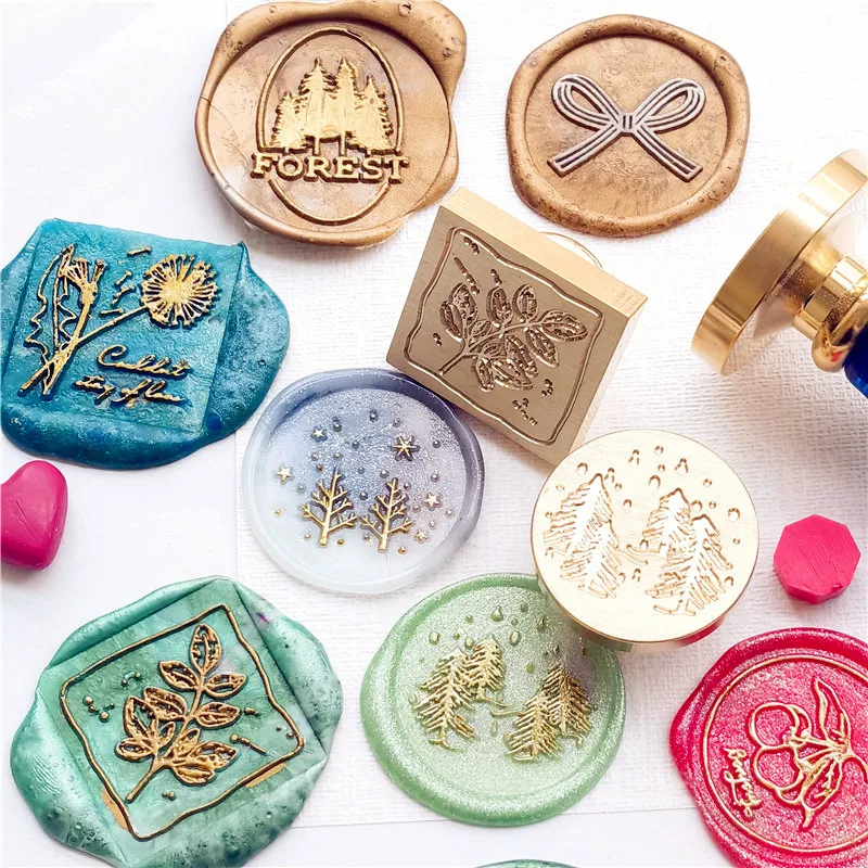 Wax Seal Stamp Head Japanese Mizuhiki Gifts Sakura Plant Mountain Series Pattern Scrapbooking Card Decoration Stamp Head