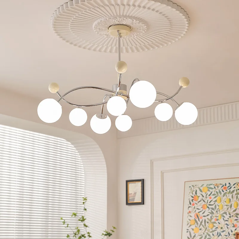 Medieval living room chandelier magic bean Internet celebrity bedroom light Bauhaus cream wind