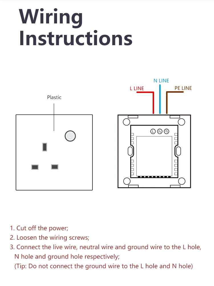 Logen WiFi UK Smart Socket Plastic Waterproof Socket Neutral Wire Tuya Smart Life Alexa Control 220V Energy Monitoring 13A