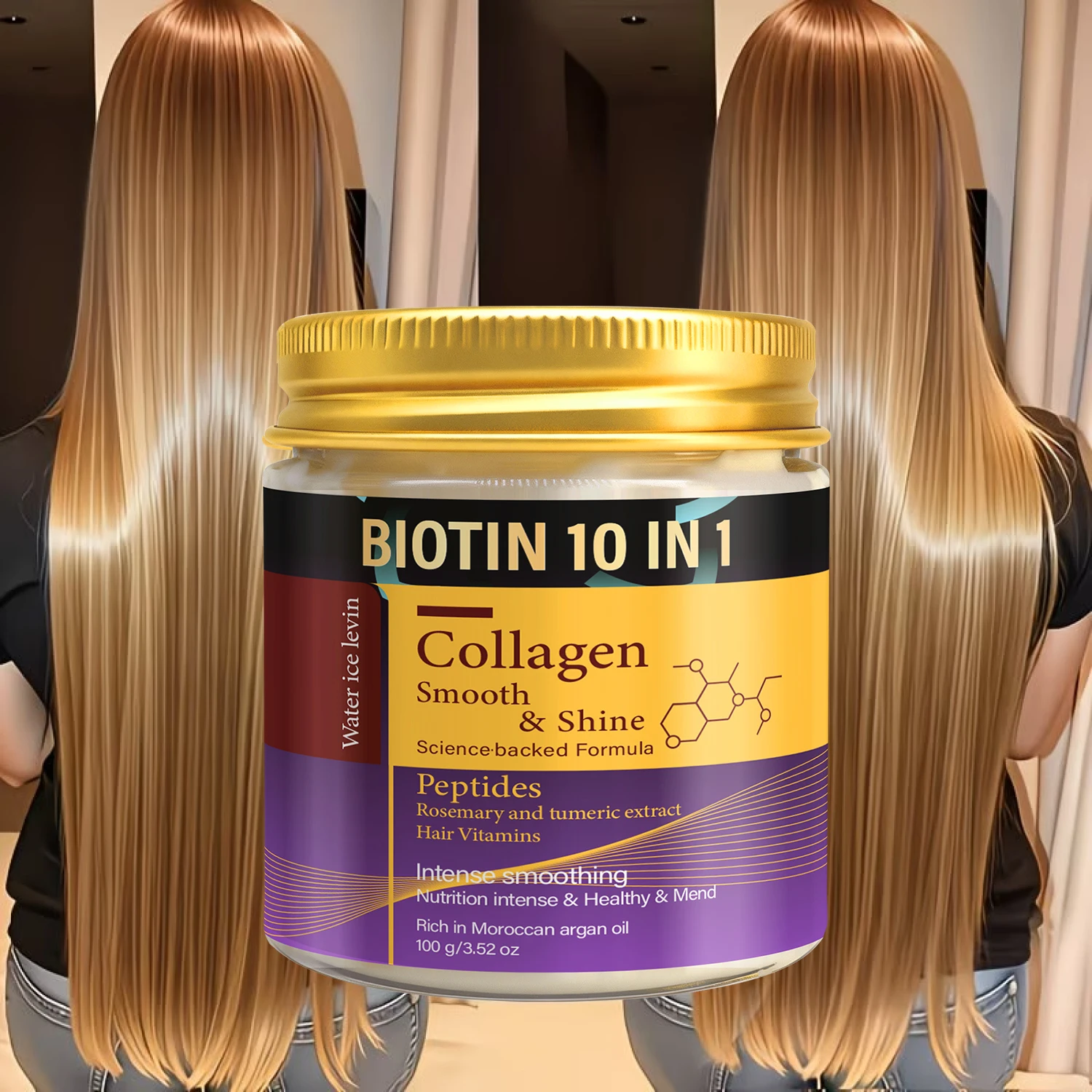 Mascarilla Capilar de Colágeno y Queratina - Fórmula 10 en 1 con Biotina para un Cabello Suave, Brillante y Reparado