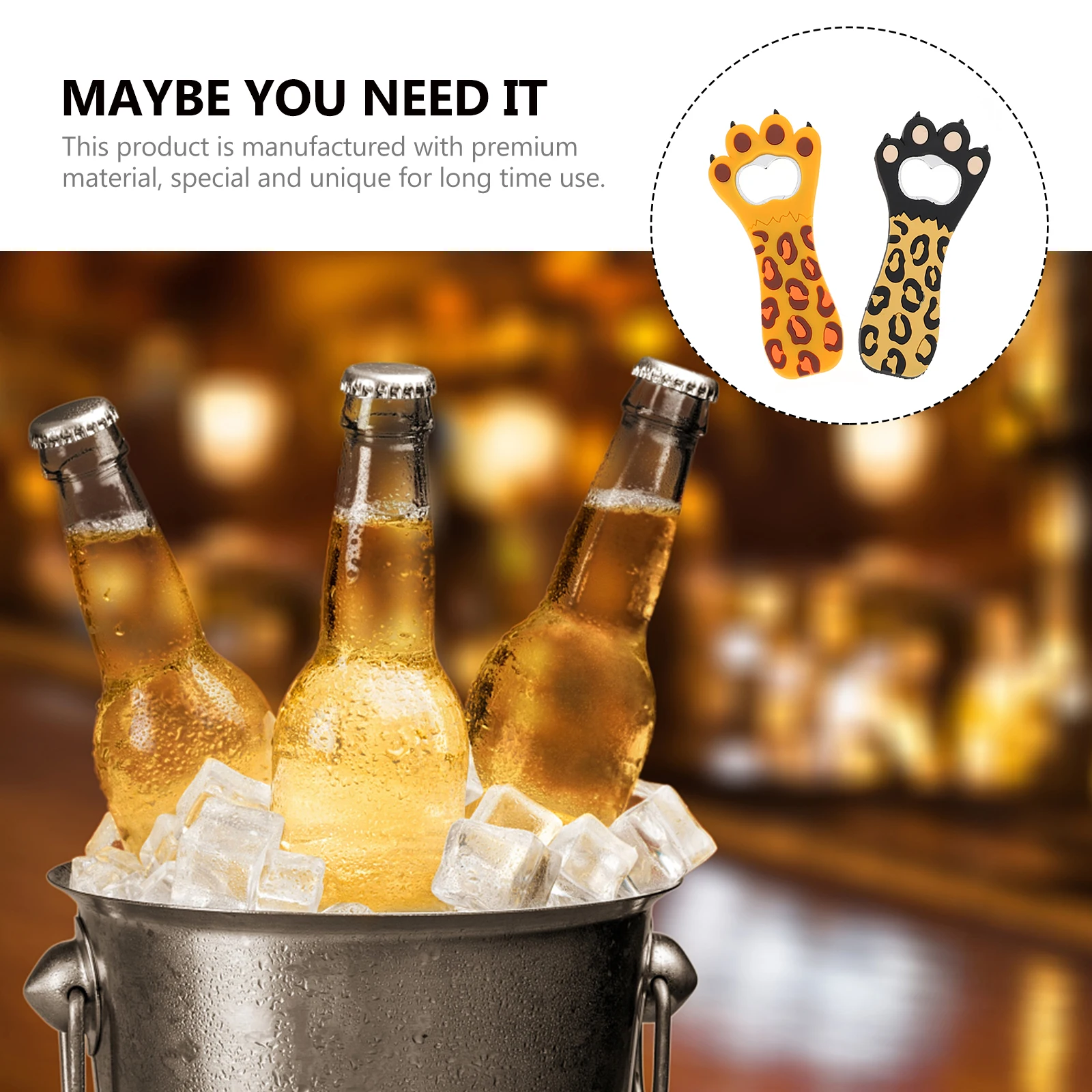

2Pcs Bottle Stainless Steel Cartoon Cat Cartoon Modeling Bottle Opener Paw Design Portable Outdoor Camping Home Bar Use
