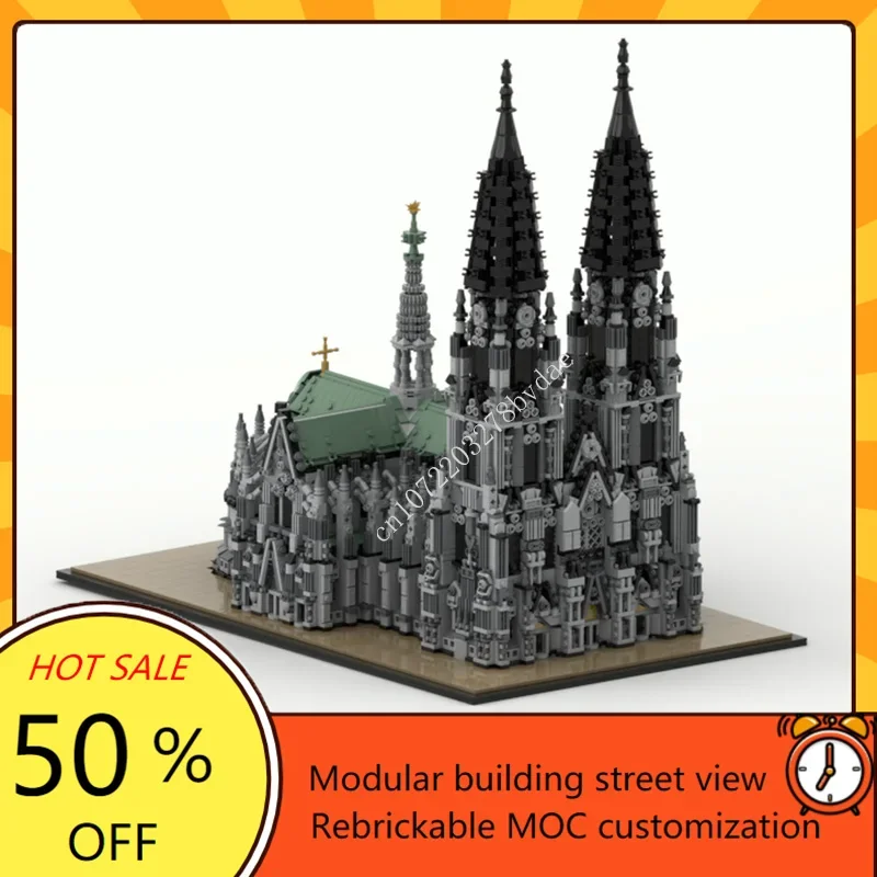 8348 Uds. Catedral de Colonia MOC vista de calle creativa arquitectura educación ensamblaje rompecabezas modelo niños juguetes de cumpleaños regalos