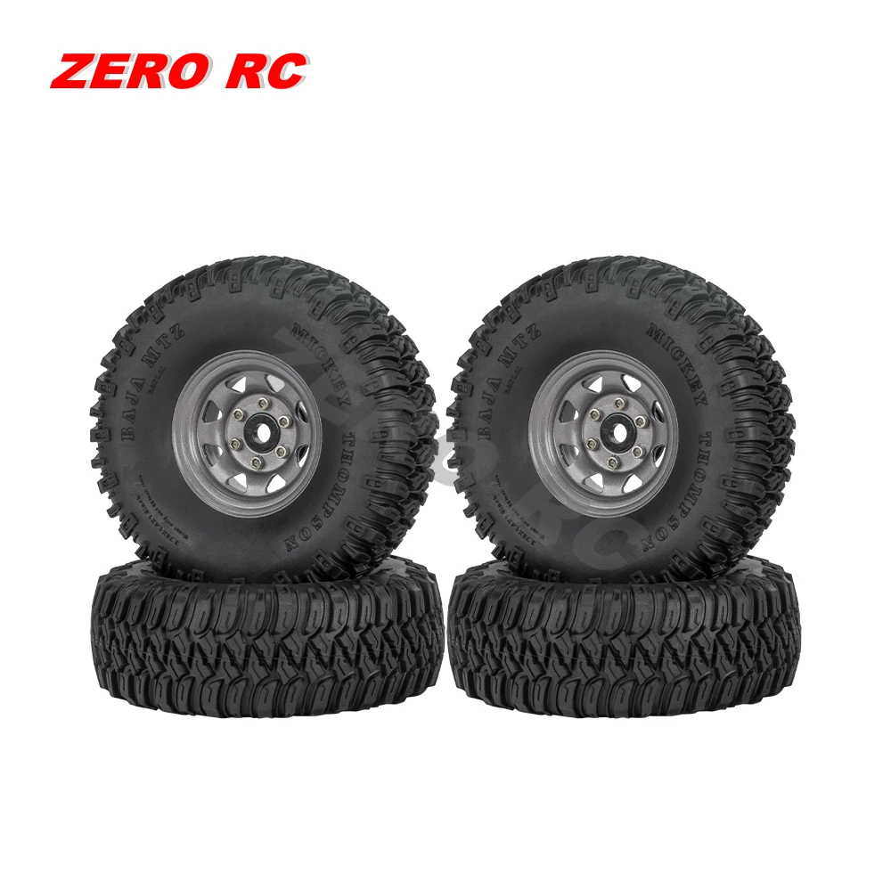 Drfeify 4 pièces Pneu RC, 1/10 Voiture RC 2,2 Pouces Roue RC Chenille Pneu en Caoutchouc moyeu de Roue en métal Accessoires RC(Titane) Accessoires de Voitures Miniatures