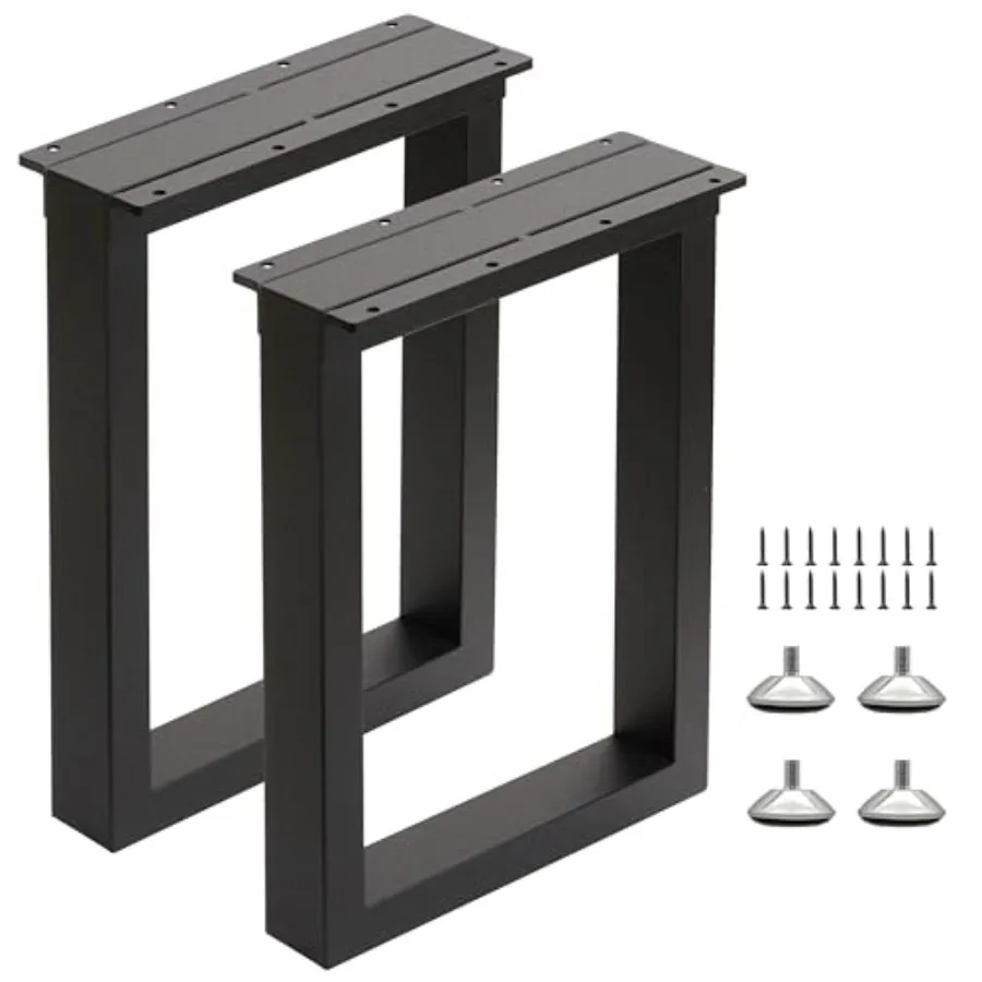 

ch Metal Table Legs for Bench Coffee Table Desk - Heavy Duty Furniture Legs Set of 2 Black H16 x W11.8 Screws and Adjustable Fe