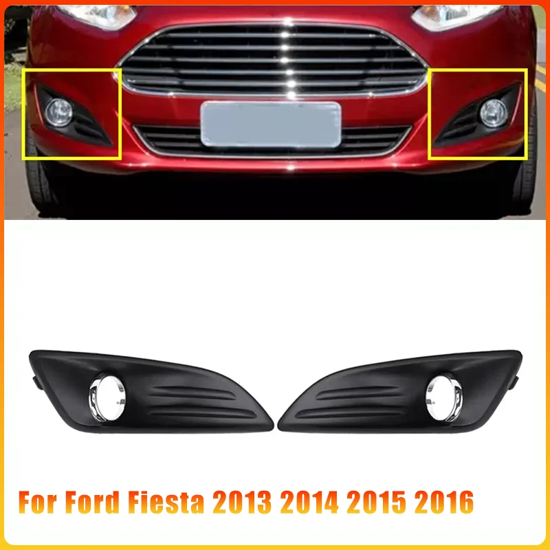 

Рамка-накладка на противотуманную фару переднего бампера для Ford Fiesta 2013-2016, черная + хромированная, из АБС-пластика