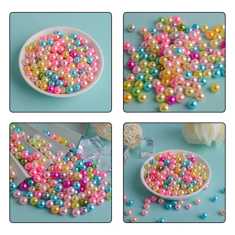 

500gram 3~14mm Multicolor with Hole Acrylic ABS Imitation Pearl Beads Round Loose Beads For Jewelry Making Accessories