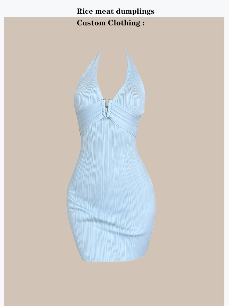 

Heidelberg Summer Sexy Knitted Neckline Dress Pure Desire Waist-Cinching V-Neck Women's Fashion Soft Elastic Knit Wrap Dress