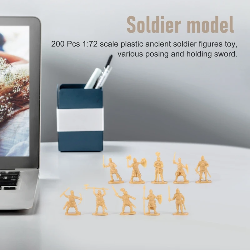 Figuras de soldado antiguo de plástico, soldados arcaicos de juguete, espadachín, figura de acción, Escena de guerra, juguetes de oro, 1:72, 200/Set