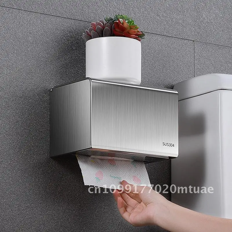

Punch-Free Toilet Tissue Box 304 Stainless Steel Tissue Holder Paper Box Creative Stainless Steel Tissue Dispenser for Bathroom