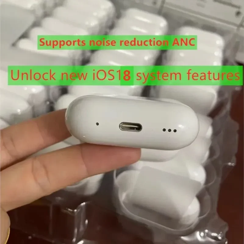 NEW IOS18 ANC Pro 2 Wireless Bluetooth Earbuds Active Noise Cancellation Gaming Handfree Headset Earphone USB-C Type Cable