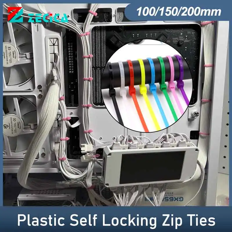 Universal Self-Locking Nylon Cable Tie 3/4 X 100/150/200 Plastic Wire Binding Straps Heavy Duty Auto Fastening Zip Ties Holder