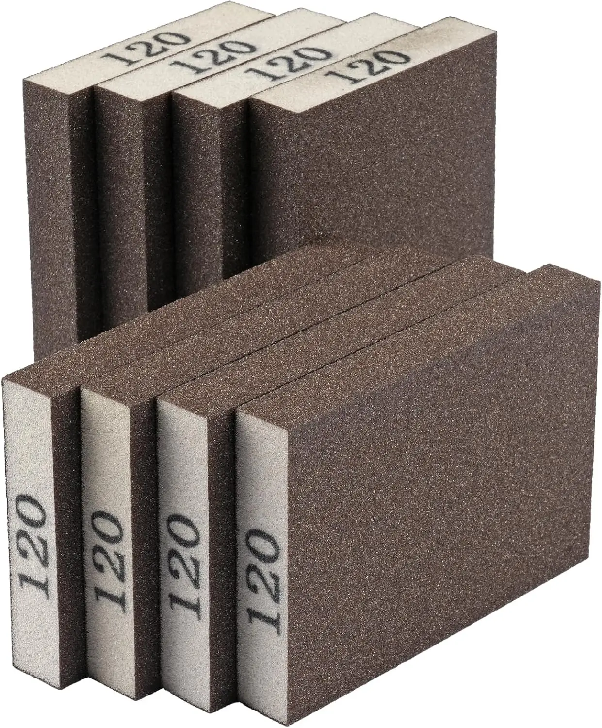 

8 Pack Sanding Sponge, Sanding Blocks 120 Grit for Wood Furniture, Drywall, Metal Repair, Reusable and Washable