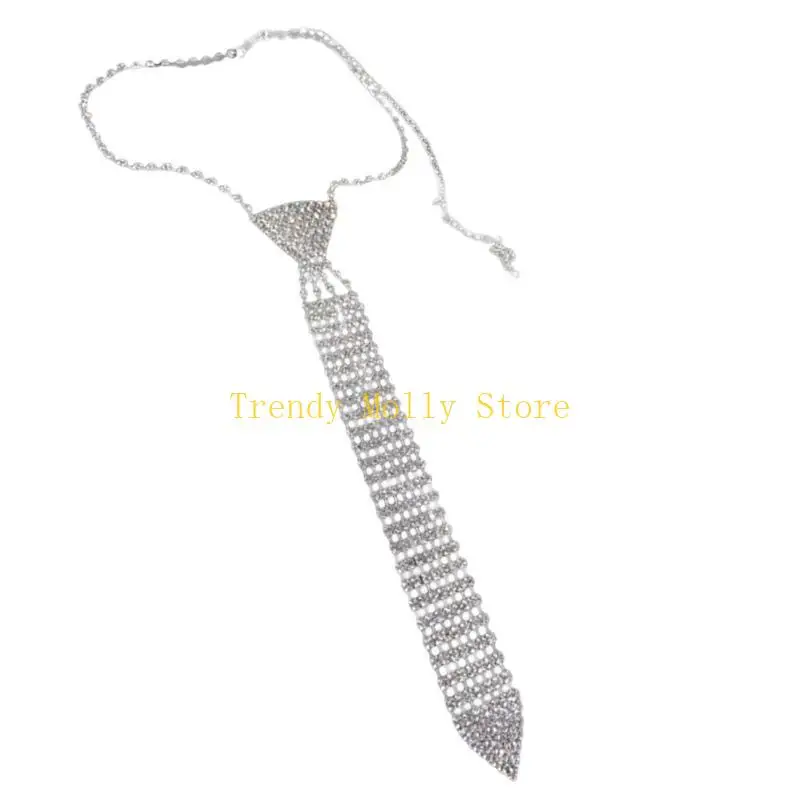 N5kb Women Neck Tie ربطة راينستون نيسكتي نساء ملحقات الملابس لعيد الميلاد