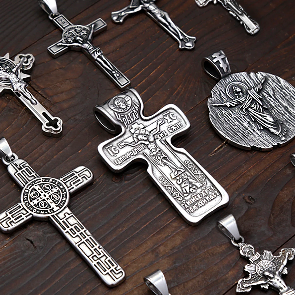 

Punk Vintage Jesus Cross Pendant Stainless Steel Biker Amulet Necklace For Men Women Unique Fashion Jewelry Gifts Dropshipping