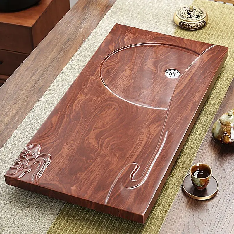 Luxury Large Tray Rectangular Wooden Chaban Bubble Gongfu Solid Wood Tea Tray Chinese Bandeja Decorativa Office Accessories