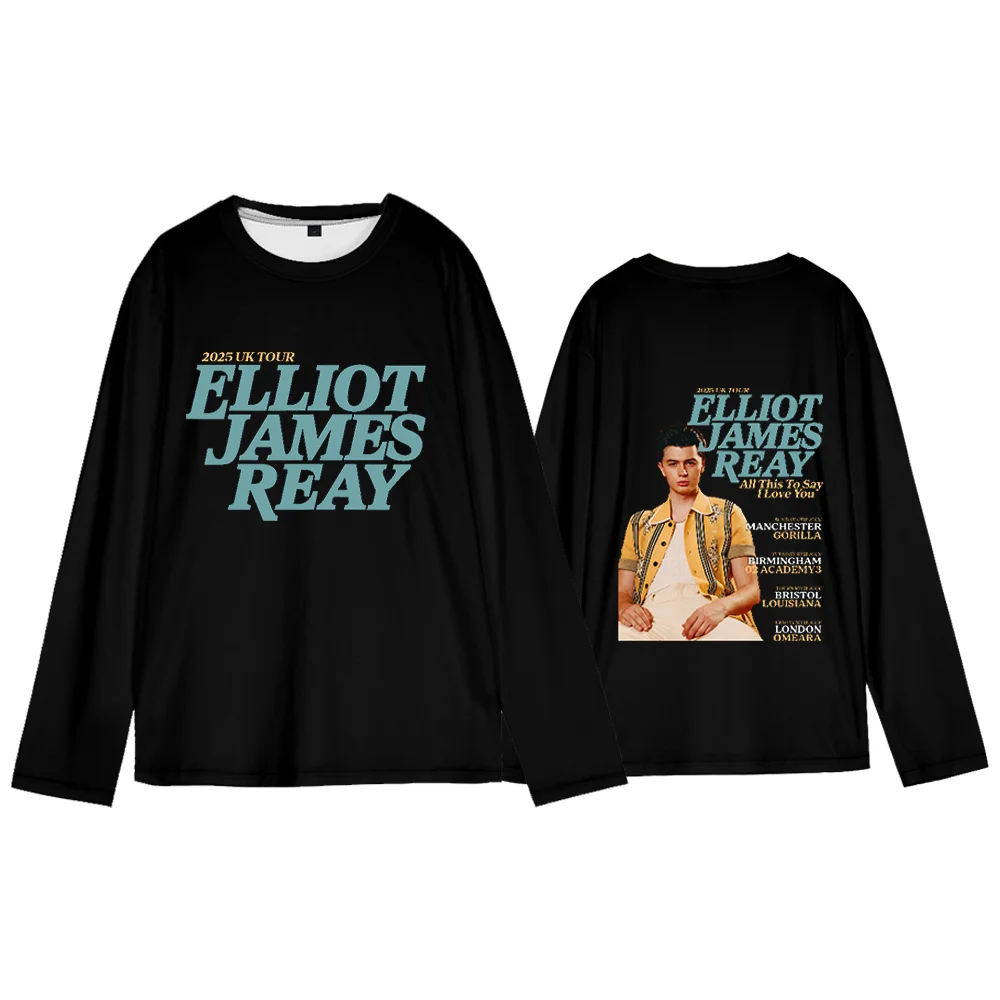 

Футболка с длинными рукавами Elliot James Reay 2025, футболка с круглым вырезом, уличная футболка, повседневная одежда