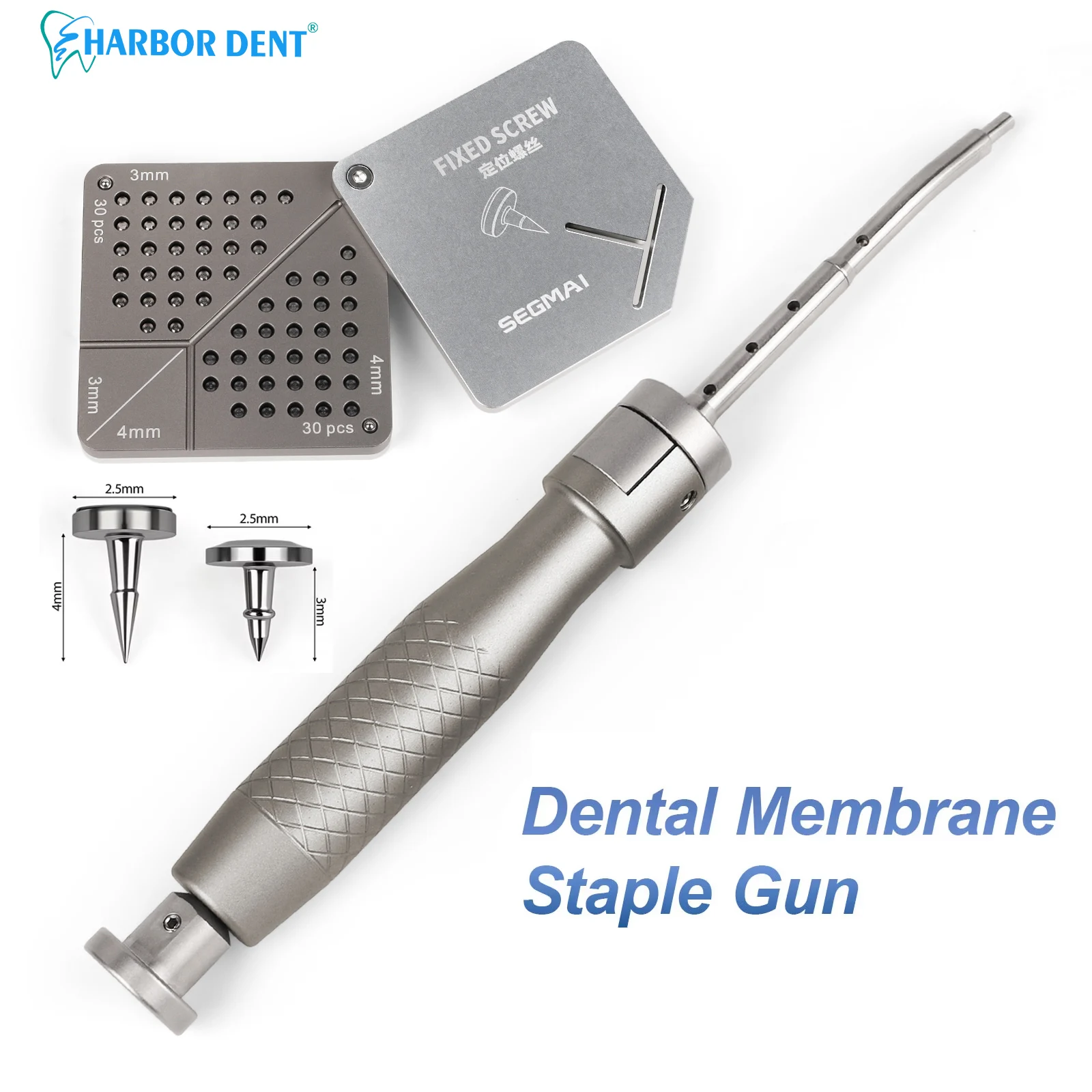 Dental Implant GBR Screw Titanium Bone Pin Membrane Tack One-Click Auto-Positioning Tack Gun with 60 Titanium Screws