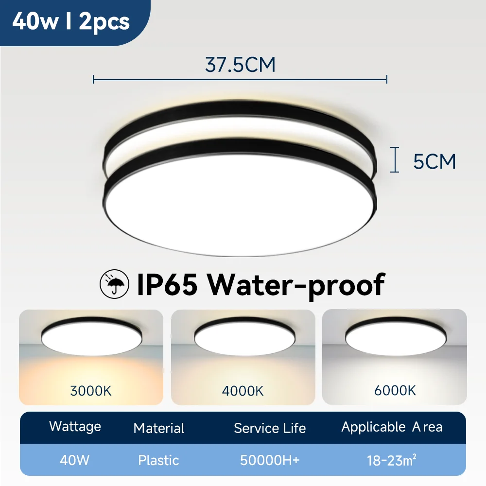 Waterdichte Badkamer Lamp Plafond Led Plafondverlichting 18W 30W 40W Ronde Led Plafondlamp Voor Keuken woonkamer Toilet Kamer 220V