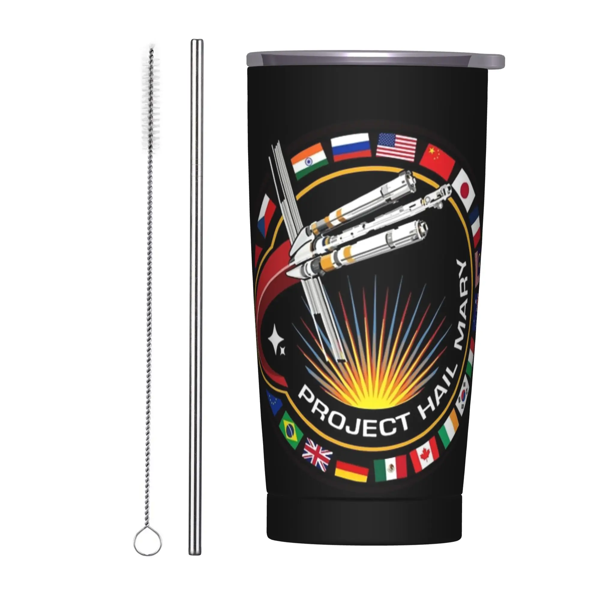 Stainless Steel Tumbler Project Hail Mary Mission Patch Thermal Cups  Heat Preservation Cold Drink Car Mugs Camping Water Bottle