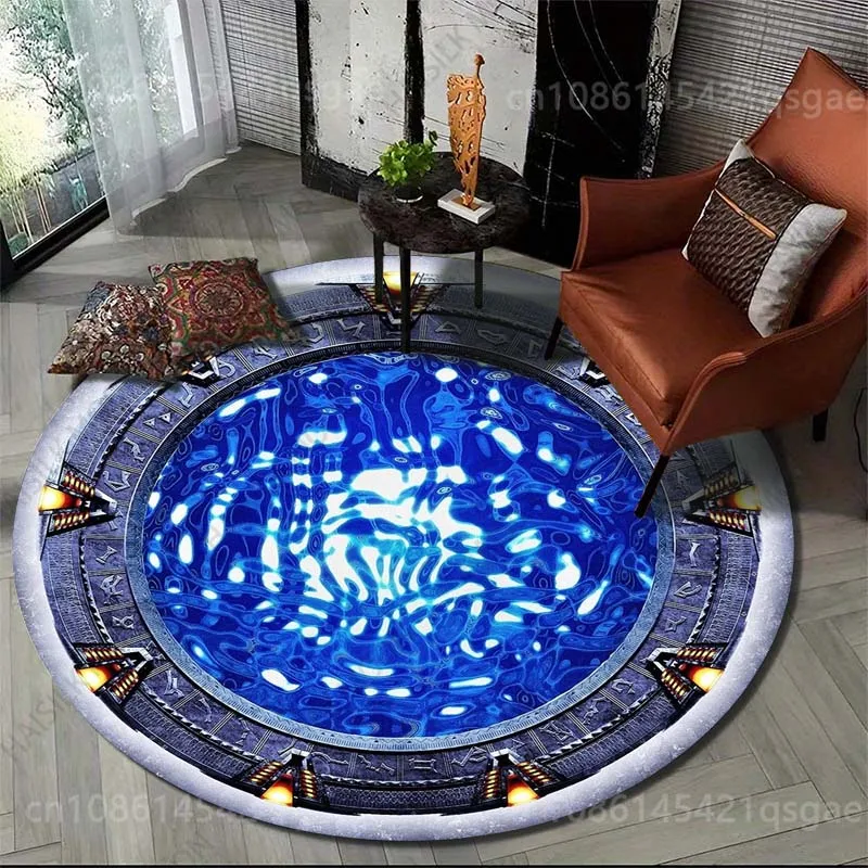 Tapete Redondo 3D com Estampa de Porta Interdimensional, Antiderrapante, para Sala de Estar, Quarto, Quarto Infantil, Sala de Yoga, Tapete Decorativo