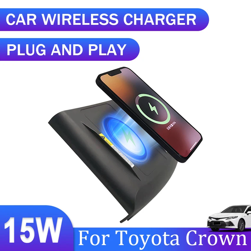 

New! Car QI Wireless Charger 15w fast charging plate phone holder wireless phone charger For Toyota Crown 2015 2016 2017 2018