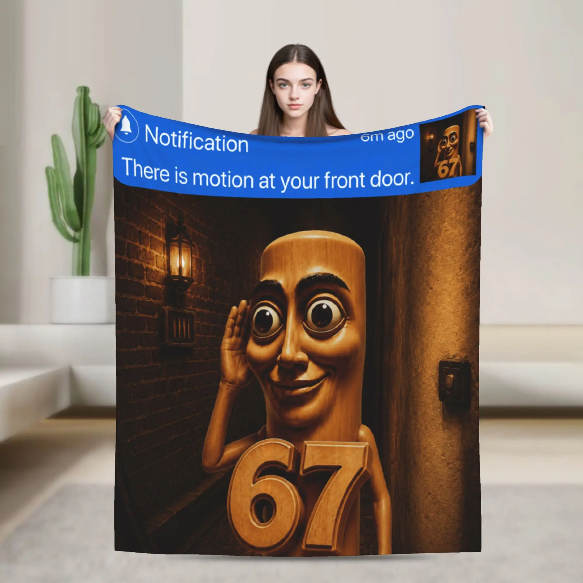 There is Motion at Your Front Door Tung Sahur SixSeven Warm Soft Blankets For Sofa Bed Throw Blanket Winter Flannel Bedspread