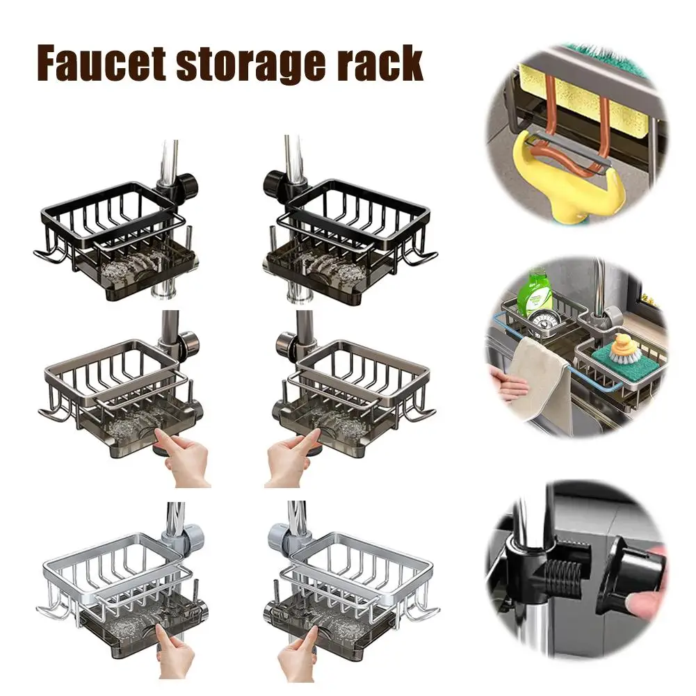 

Kitchen Faucet Rack Dishwashing Sink Sink Supplies Multifunctional Hanging Storage Household Drain Basket Rack A4H1