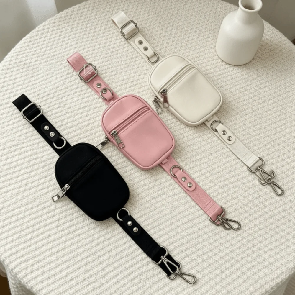 Adjustable Zippered Coin Pouch Detachable Zipper Wallet Crossbody Phone Bag with Strap Hands-Free Mini Coin Purse Daily Commute
