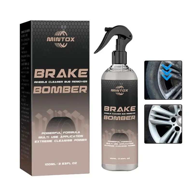 

100ml Car Stain Remover Brake Bomber Cleaner Spray Agent with Sponge and Wipe Effective Dust Remover Cleaning Wheels Tires Alloy