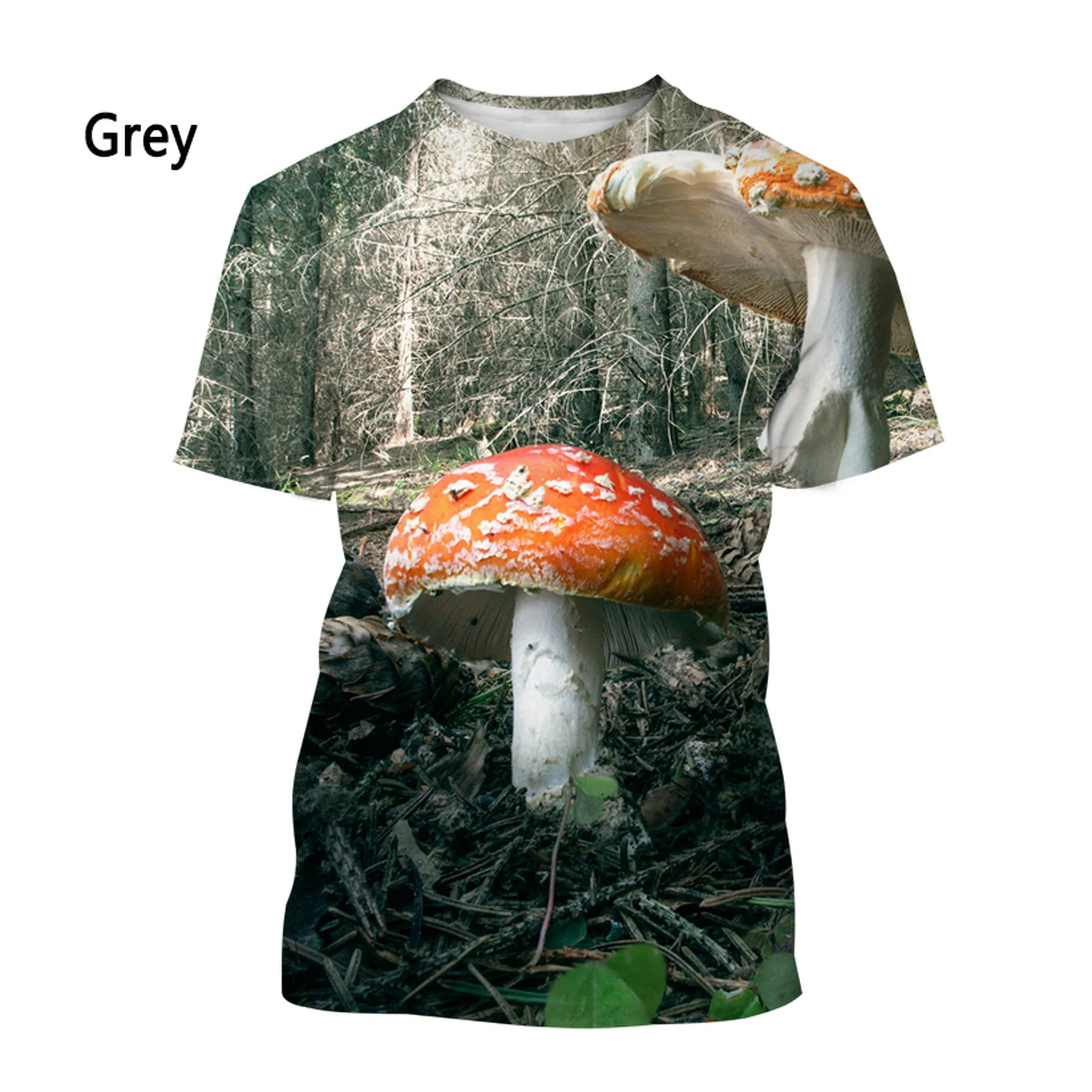 New fashion mushroom men\'s and women\'s 3D printed casual short-sleeved T-shirt