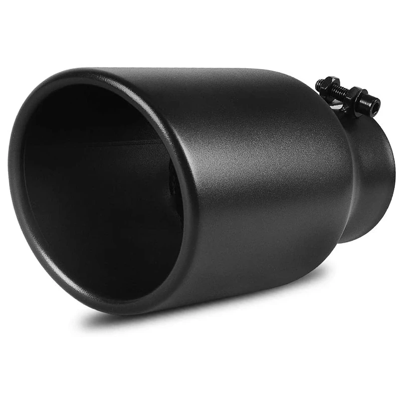 3 Inch Inlet Black Exhaust Tip 3 X 4.5 X 9 Black Paint Finish Stainless Steel Material Exhaust Tip Bolt-On Installation