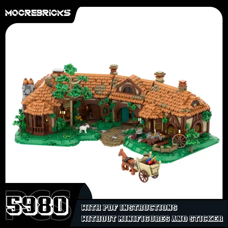 MOC Green Dragon Inn Medieval Modular Architecture Building Block Assembling Model Toys Christmas Gifts