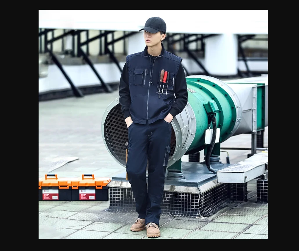 作業服男性用溶接スーツマルチポケット作業ベスト工場機械修理工ワークショップ耐久性のある制服作業つなぎ服