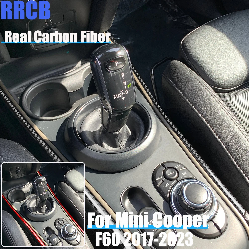 

Настоящее углеродное волокно, автомобильные аксессуары, полоса переключения передач, декоративная накладка, мягкая наклейка на чехол для MINI F60 Countryman/Cooper 2017-2023