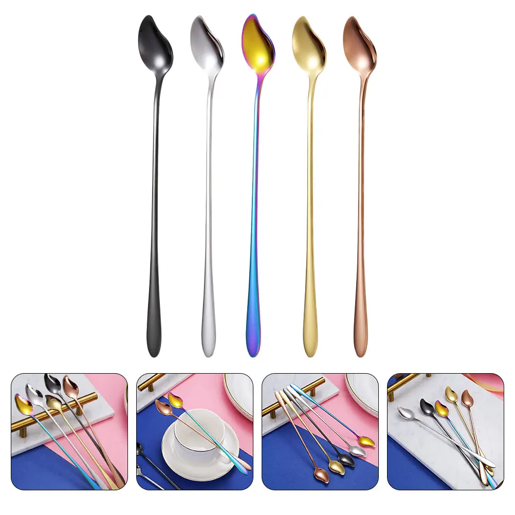 

5Pcs Stirring Spoons Stainless Steel Dessert Spoons for Coffee Ice Cream Kitchen Household Tableware Household Tableware