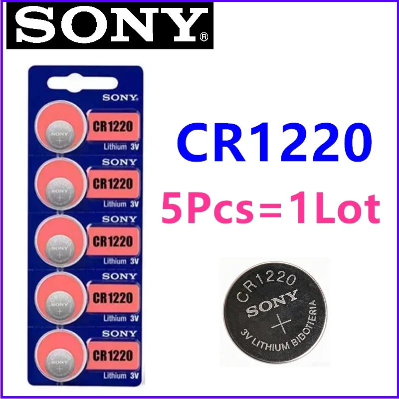 5-100Pcs CR1220 Original Sony Lithium Battery Watch Toy Calculator Car Key Remote Control Button Coin Cells