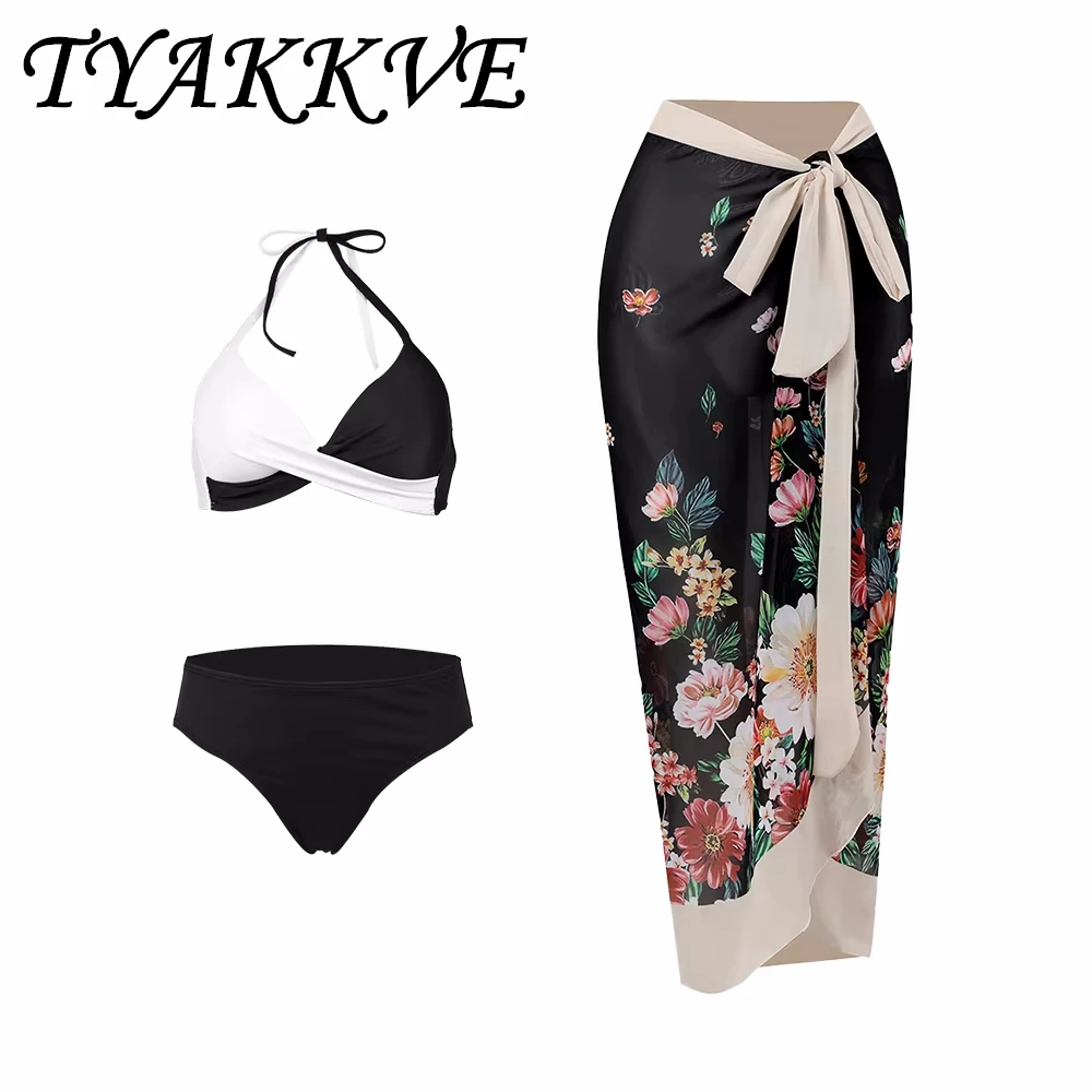 TYAKKVE 2024, conjunto de Bikini estampado de 3 piezas, traje de baño Push Up, traje de baño femenino de cintura alta, traje de baño Sexy para