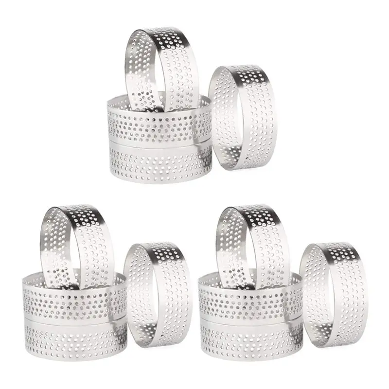 AA05 Stainless Steel Tart Ring, Perforated Cake Mousse Ring Round Ring Baking Doughnut Tools