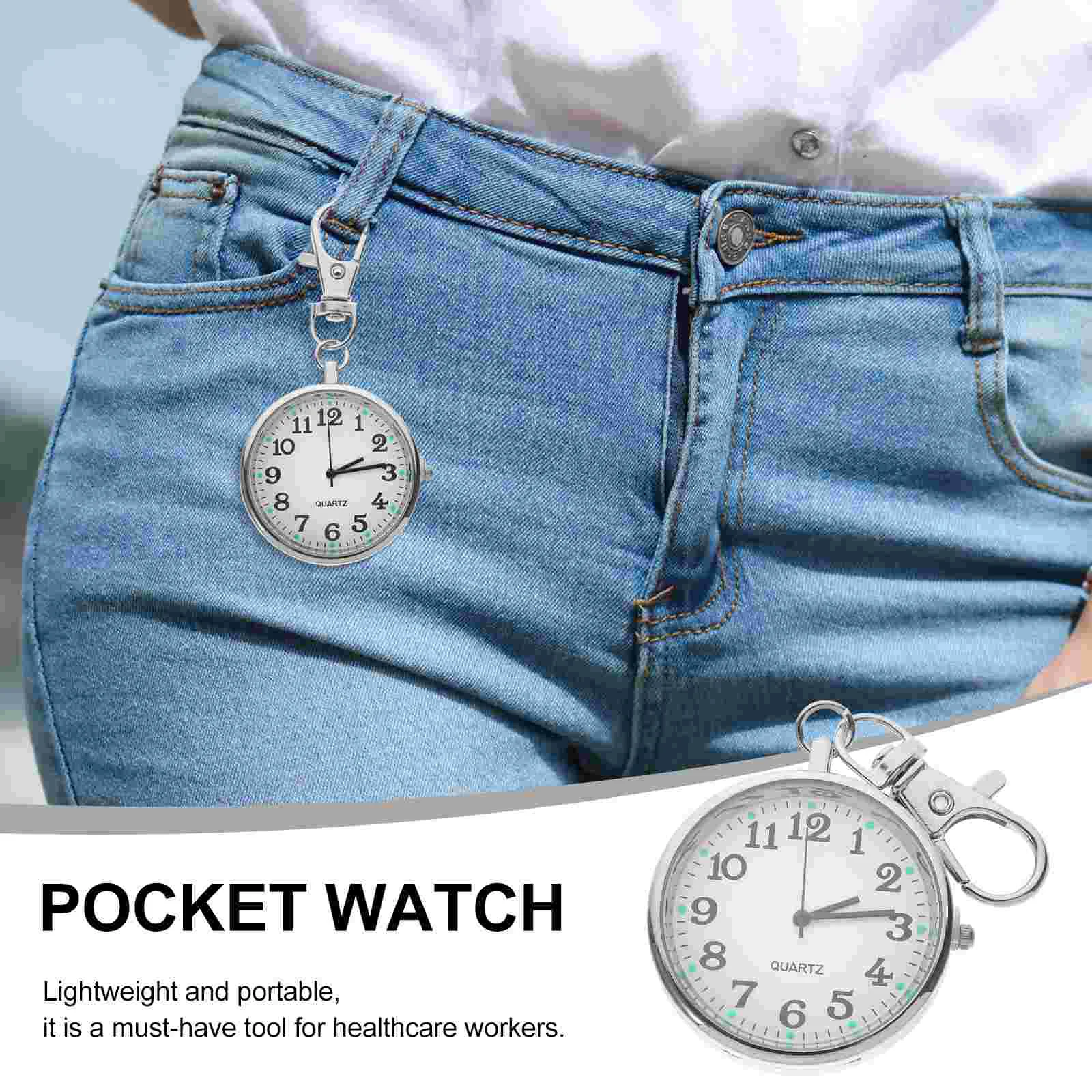 Nurse Table Digital Watch Watches for Women Medical Stainless Steel Clip-on Student Key Holder