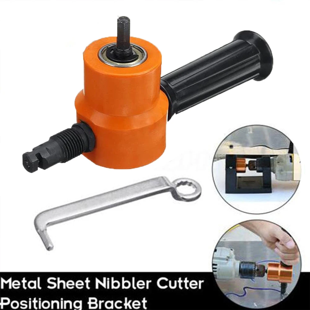 Imagem -02 - Elétrica Nibbler Cortador Broca Fixação Double Head Metal Sheet Cutter 360 ° Rotor Livre Saw Cutter Plate Punch Scissors Drill Scissors