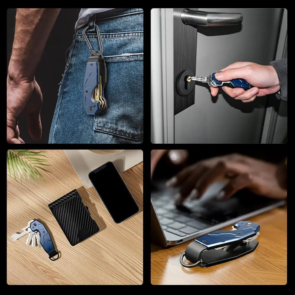 Key Organizer,Keyholder Keychain, Compact Metal Key Case, Minimalist Key Fob,Keychain For Men,Holds 2-6keys