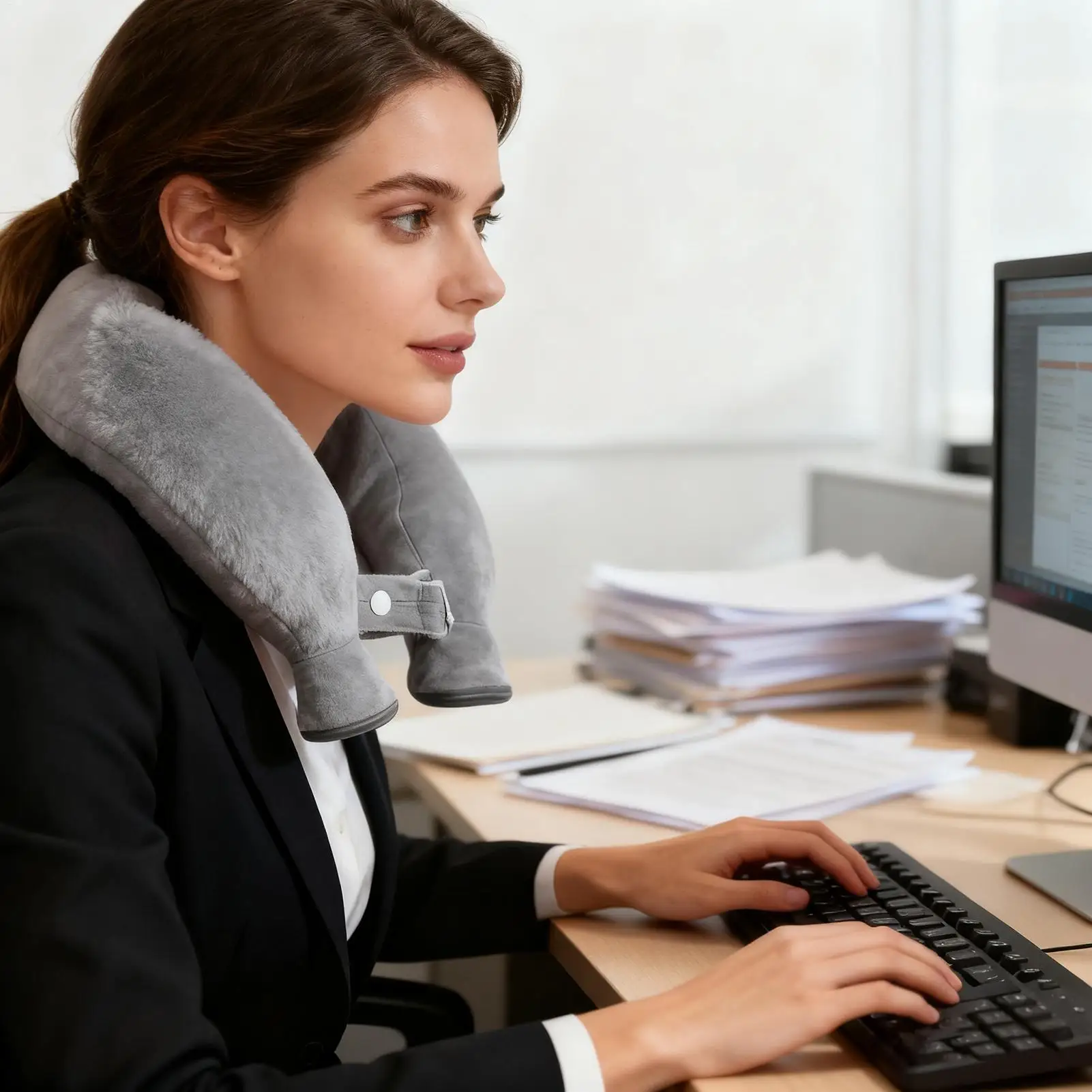 

Hot Water Bag Neck 1800ml Leak-Proof With Plush Cover Hot Water Warm Pouch Neck Warmer For Winter Relaxation Comfort Home Office