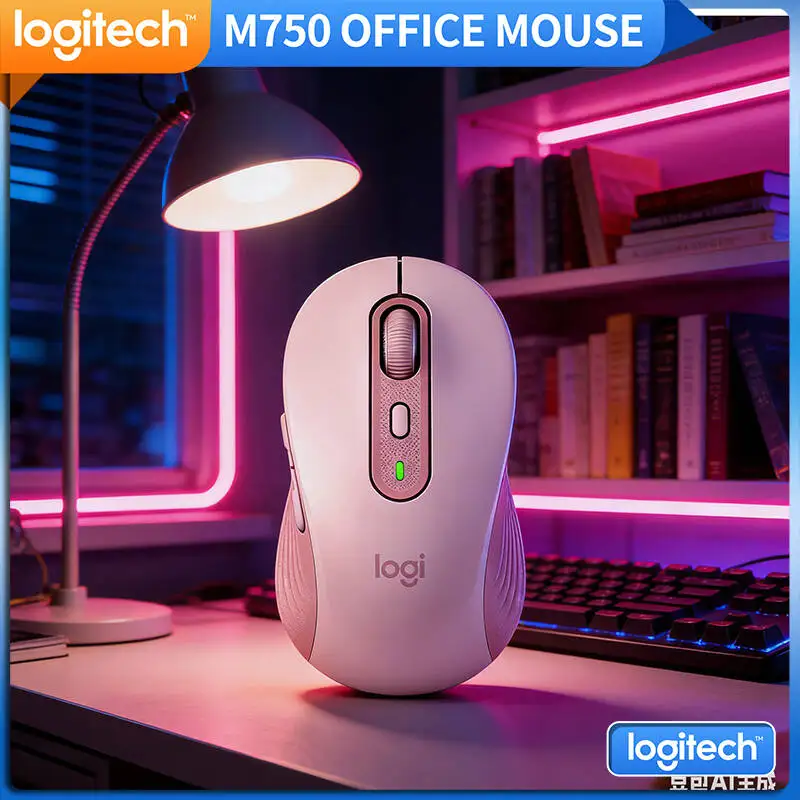 

M750 Ergonomic Office Mouse - Quiet Clicks, Soft Thumb Rest, Dual Connection, 20-Month Battery, Work Essential