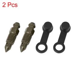 X Autohaux 2Pcs M8x1.25mm Banjo Bolt Bleeder Screw with Cap for Motorcycle Brake Master Cylinder Dark Green Silver Tone