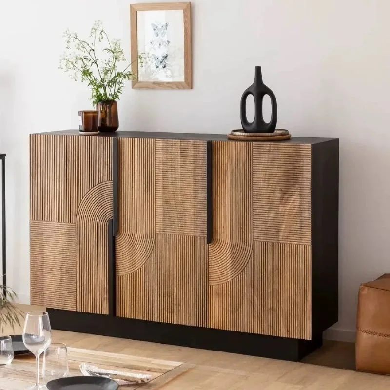 Modern entrance simple solid wood wine cabinet against the wall living room tea and dining side locker 2