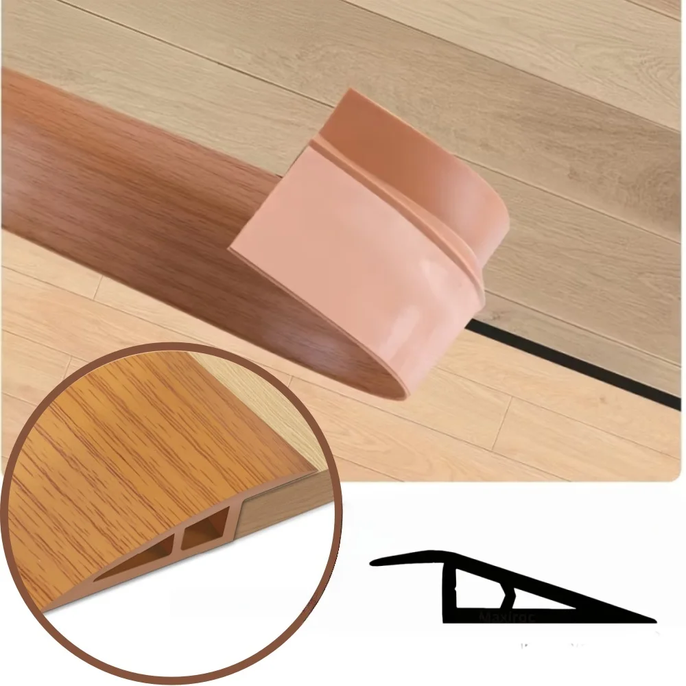Bande de transition de sol auto-adhésive, bordure flexible à motif de grain de bois pour moquette, stratifié et planchers, seuil de porte