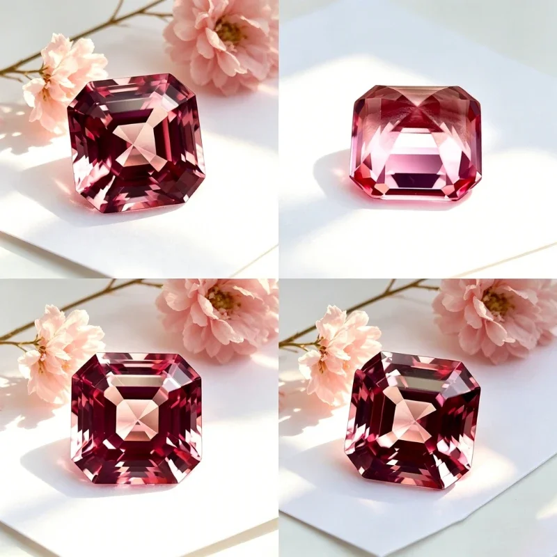 Künstlicher Saphir Padparadscha Feuerlotus-Farbe Asscher-Schliff Zertifikat wählbar – Detail 5