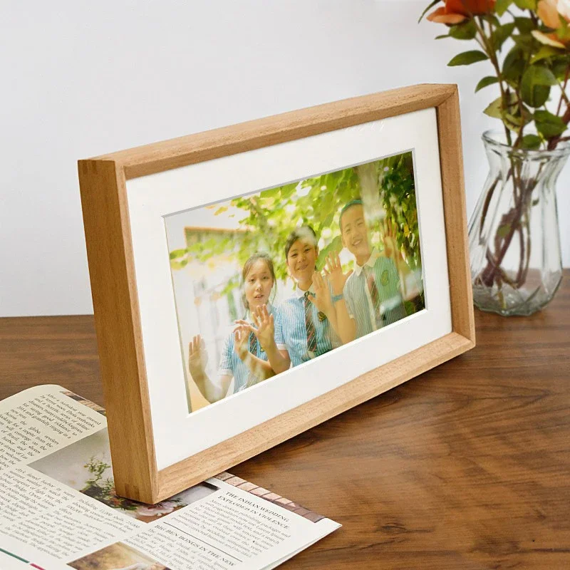Solid Wood Photo Frame Memorial Group Photo Display Frame for Collectives Classic Wooden Picture Frame Home Decor